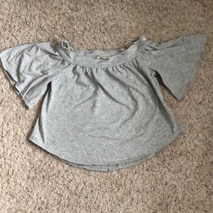 off the shoulder gray top